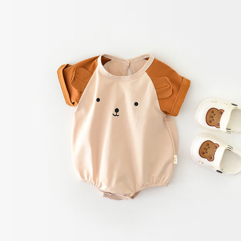 Baby Unisex Bear Splicing Bodysuit