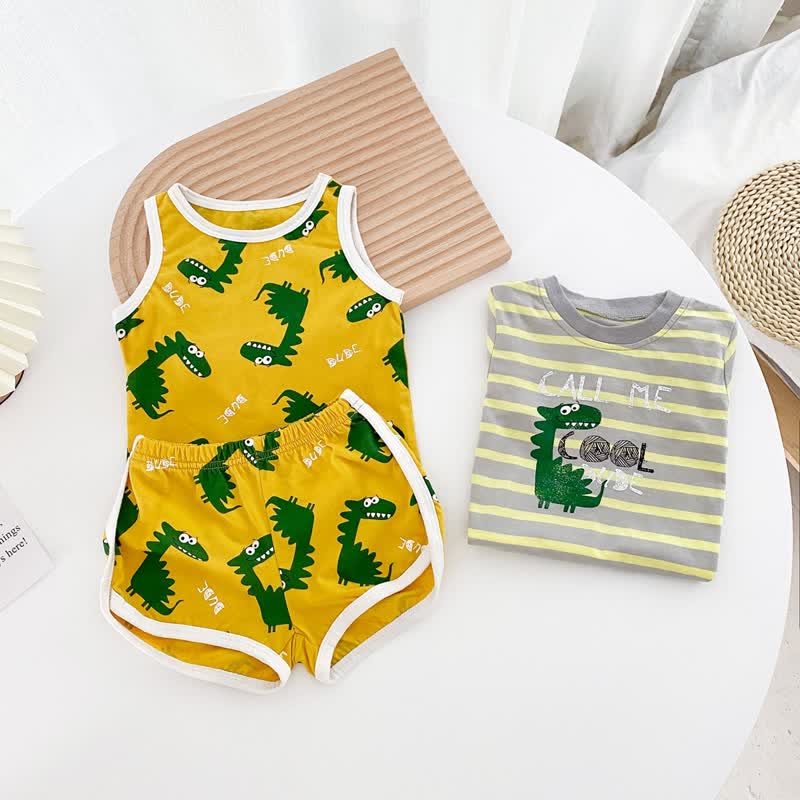 Baby Dinosaur Sleeveless Tee and Shorts Set