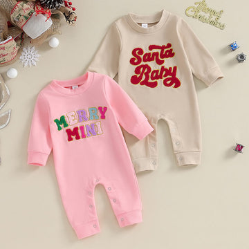 SANTA BABY MERRY MINI Baby Slogan Romper