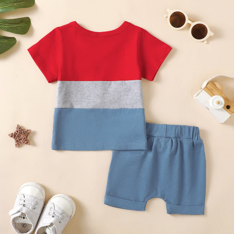 Baby Star Color Block Tee and Shorts Set