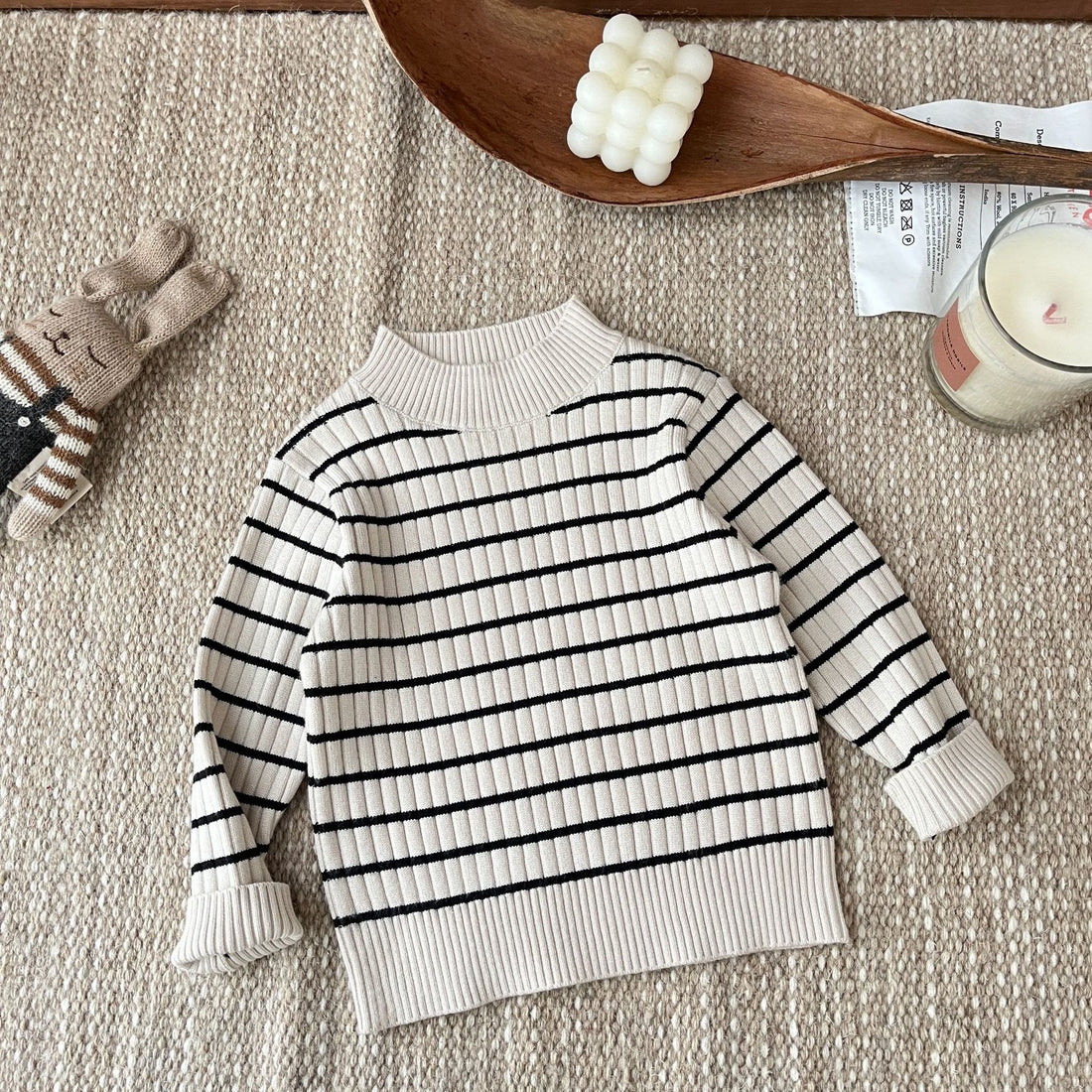 Baby Toddler Solid Color Striped Sweater