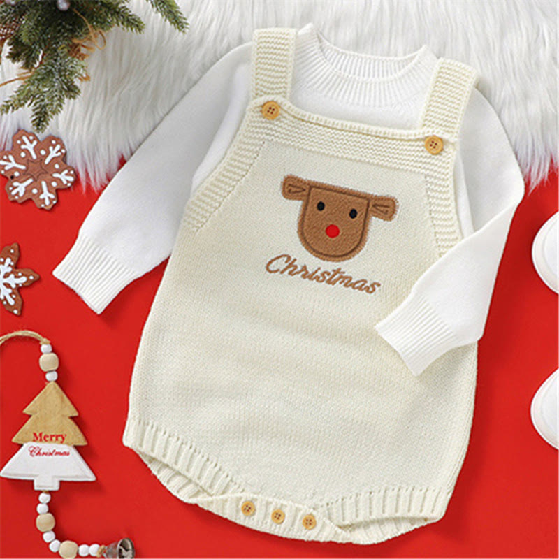 CHRISTMAS Baby Christmas Elk Slogan Bodysuit