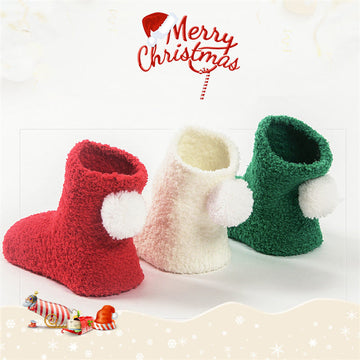 3 Pairs Baby 3D Hairball Fleece Floor Socks