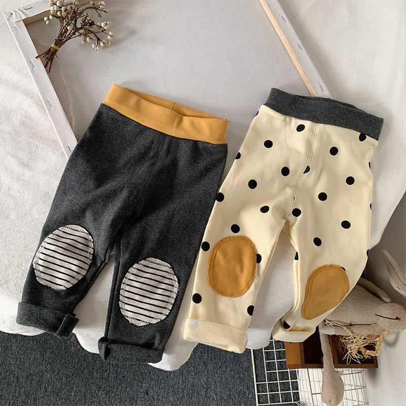 Toddler Girl Polka Dot Striped Patch Pants