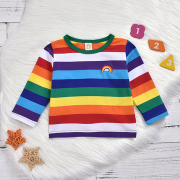 Baby Toddler Round Neck Rainbow Multicolor T-shirt