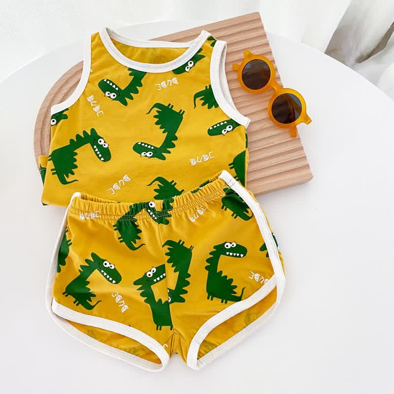 Baby Dinosaur Sleeveless Tee and Shorts Set