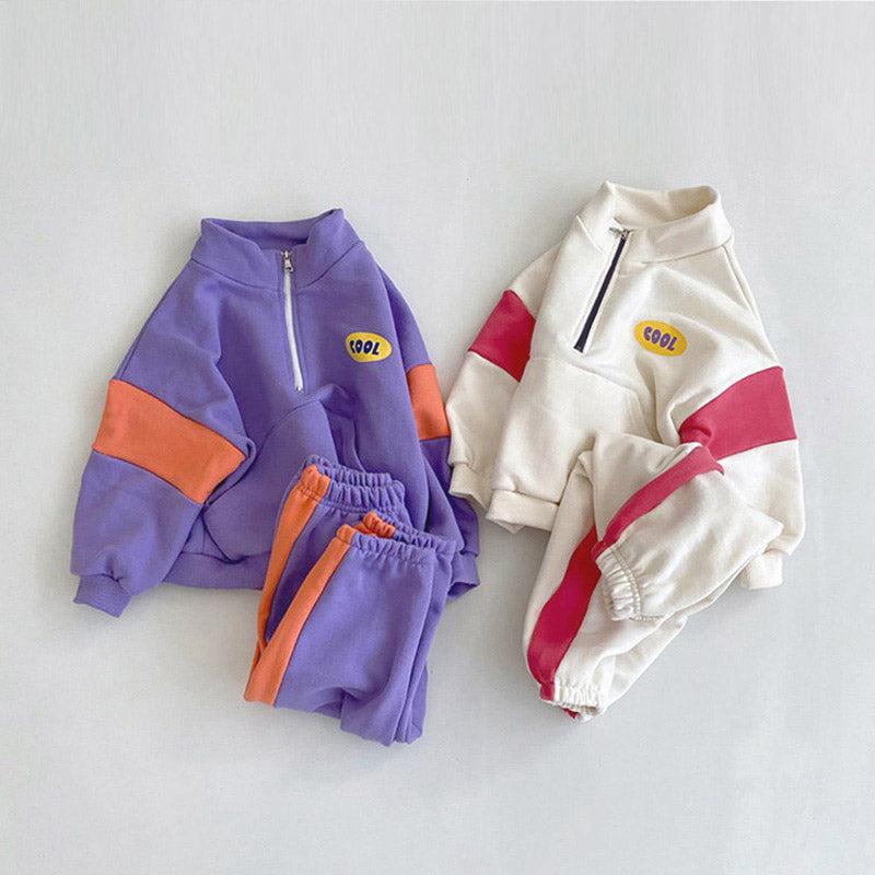 COOL Baby Retro Color-block Sweatshirt & Pants Set