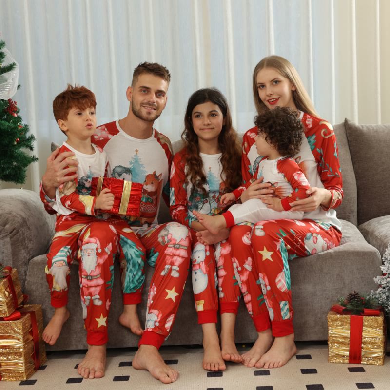 Family Matching Santa Claus Cartoon Animal Pajamas