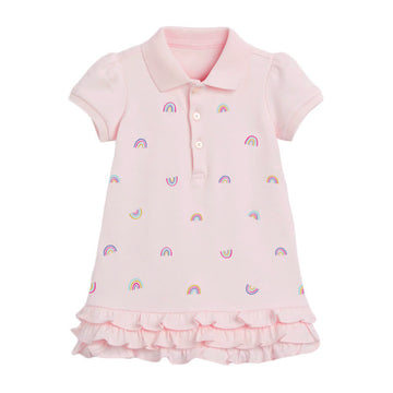 Toddler Girl Rainbow Polo Collar Dress