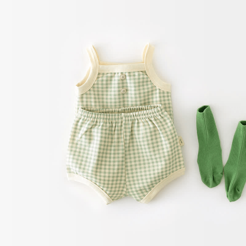 Baby Plaid Strap Pajamas Set