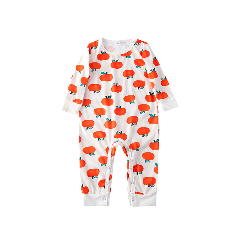 Family Matching Orange Pajamas Set with Pet Dog Clothes