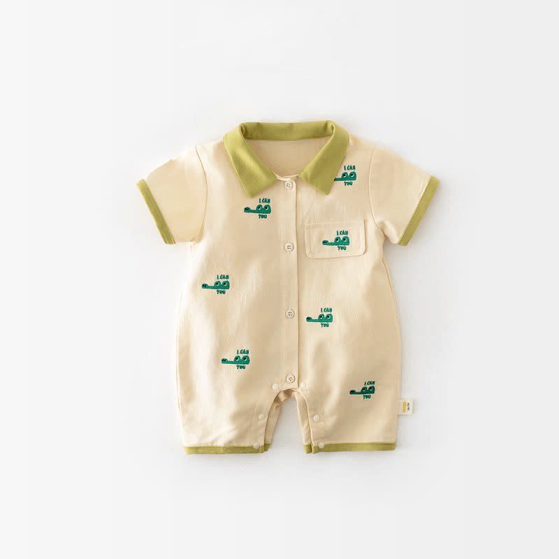 I CAN SEE U Baby Crocodile Lapel Romper