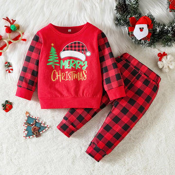 MERRY CHRISTMAS Baby Plaid Tree 2 Pieces Set