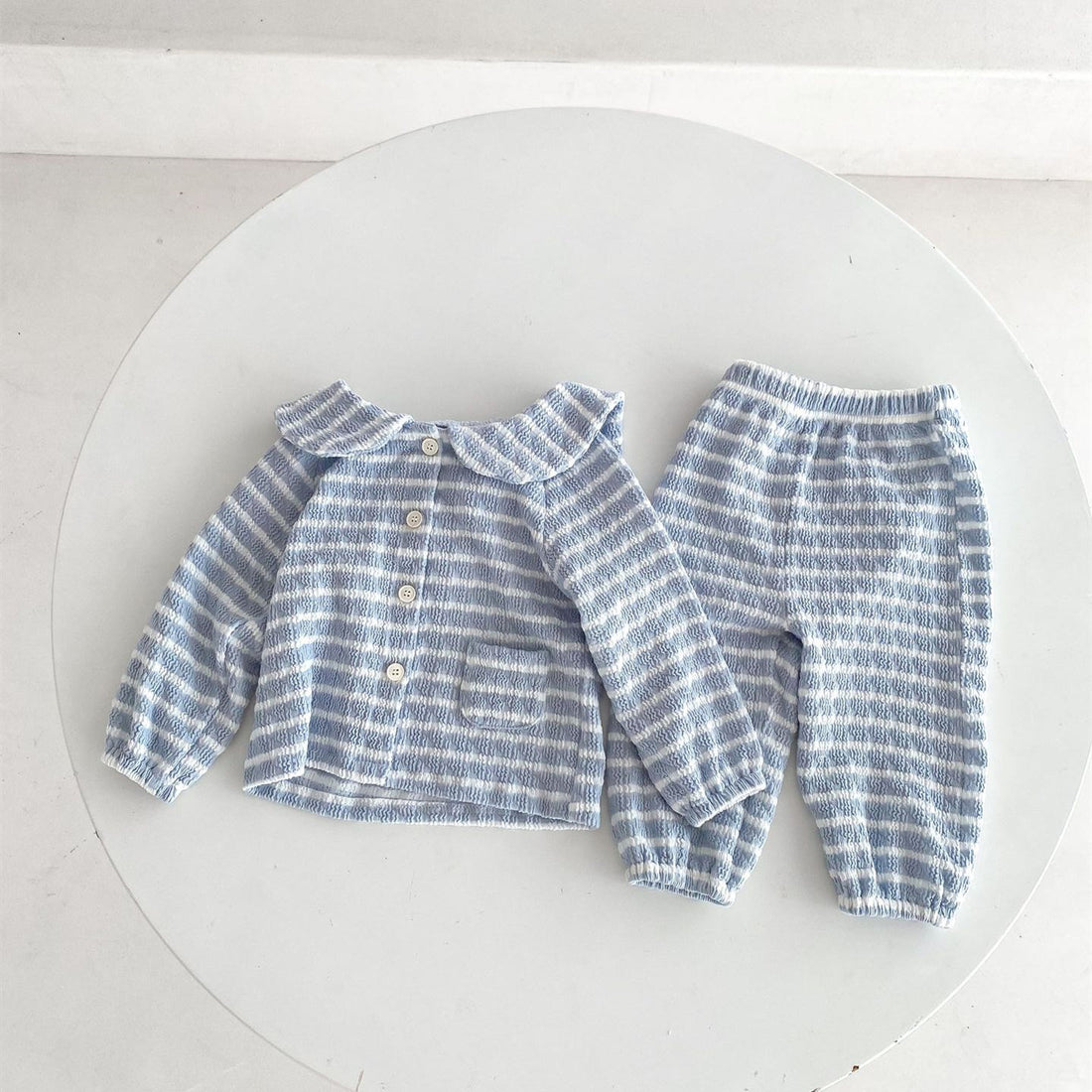 Baby Striped Ear Collar Pajamas 2 Pieces Set