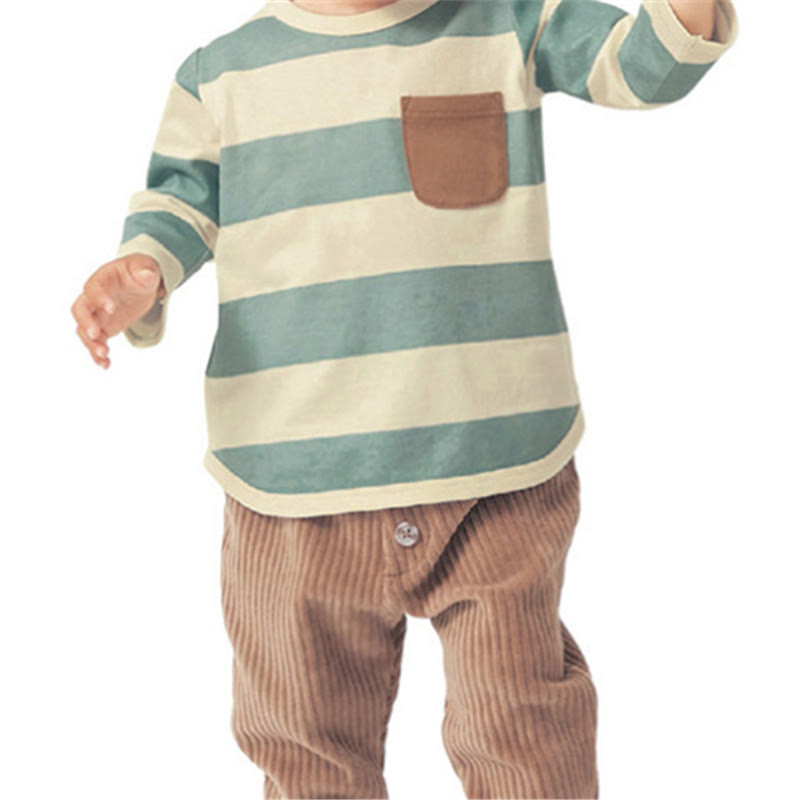 Toddler Round Neck Wide Striped T-shirt