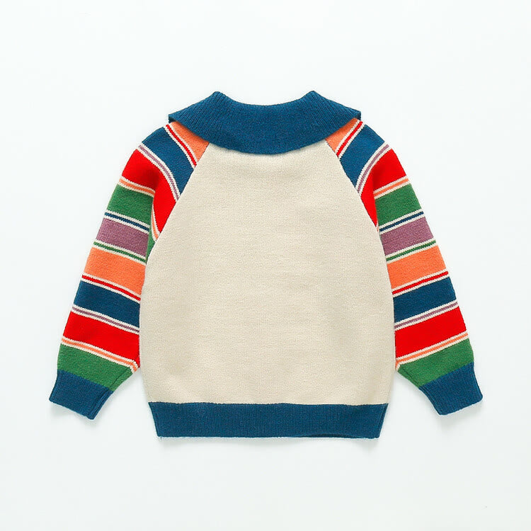 Toddler Girl Lapels Knitted Colorful Sweet Cardigan