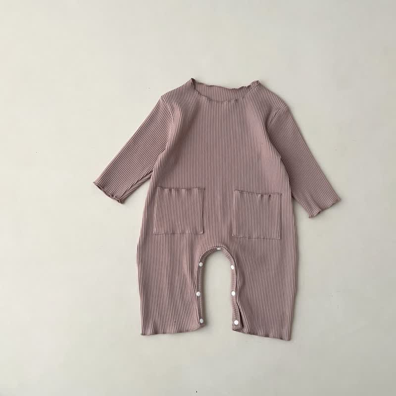 Baby Solid Color Ribbed Casual Romper