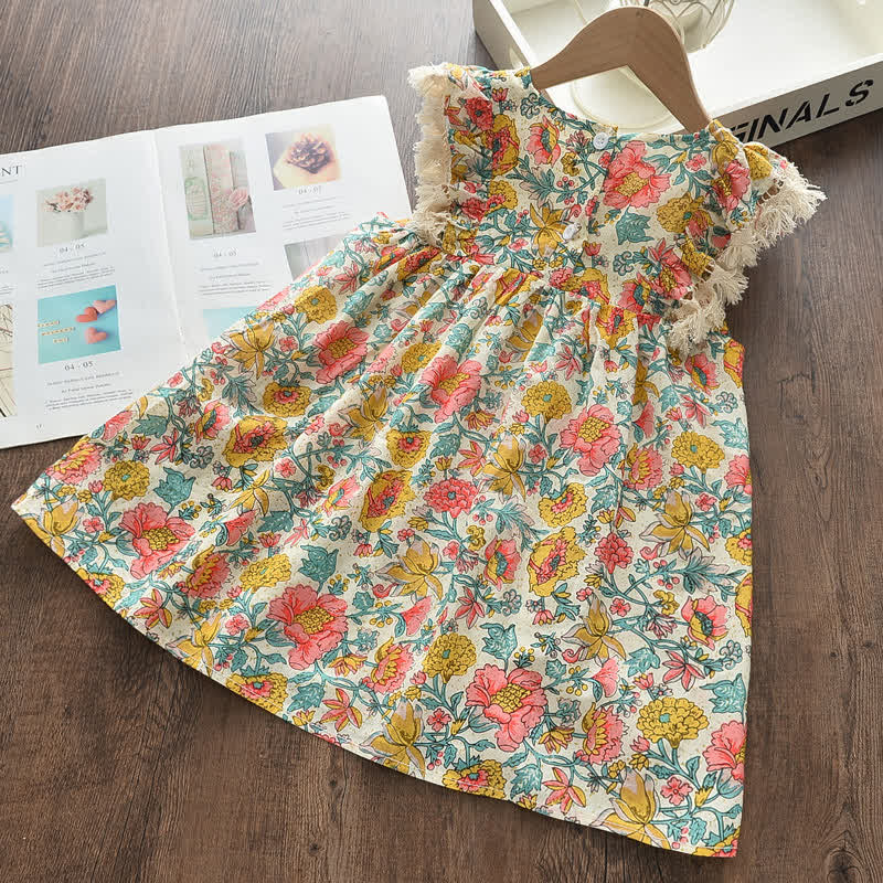 Toddler Girl Ruffle Trim Floral Dress