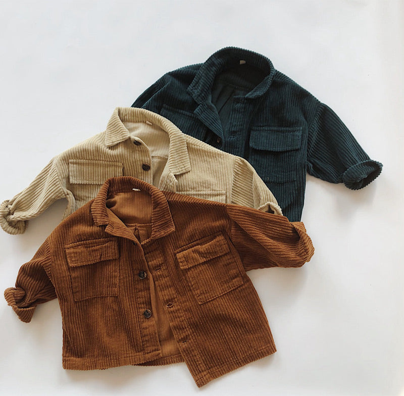 Baby Solid Color Button Corduroy Jacket