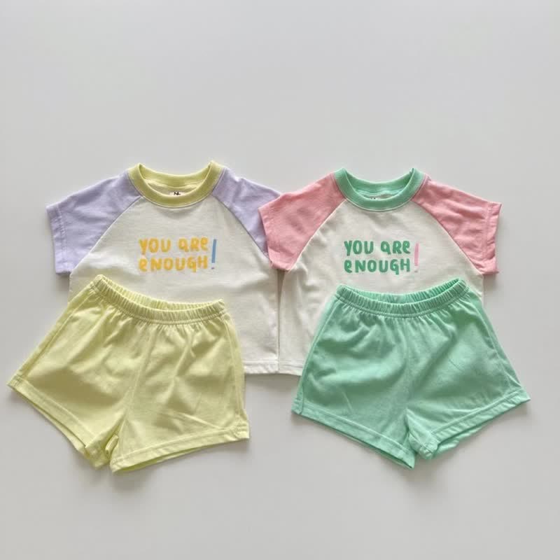 YOU ARE ENOUGH Baby Color Block Tee and Shorts Set