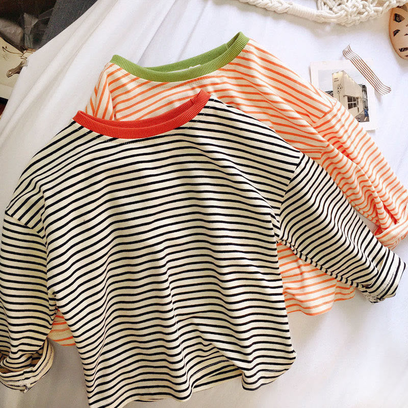 Toddler Striped Side Casual T-shirt