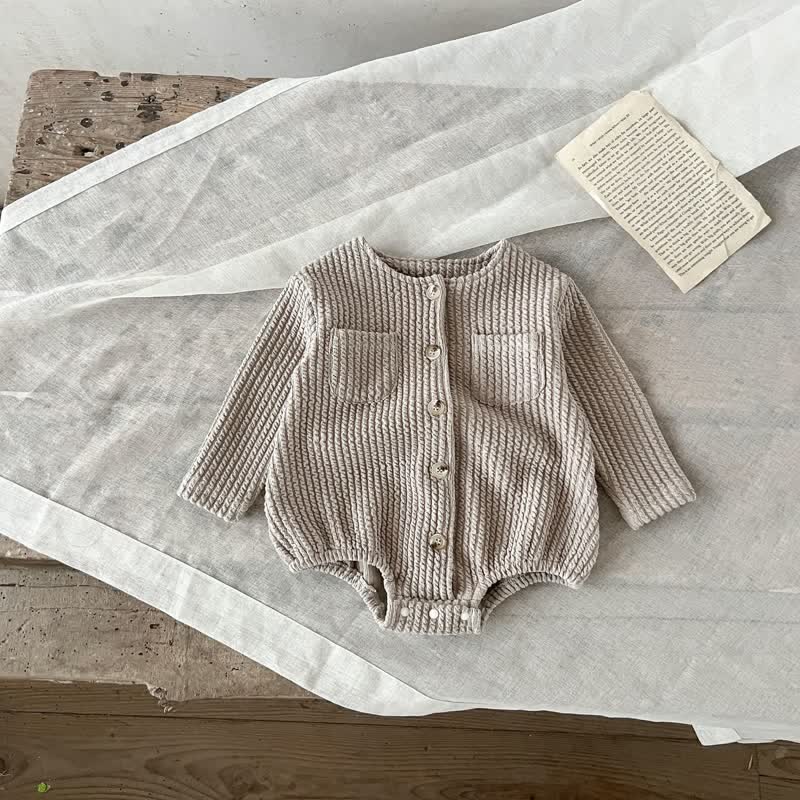 Baby Ribbed Apricot Crew Neck Bodysuit