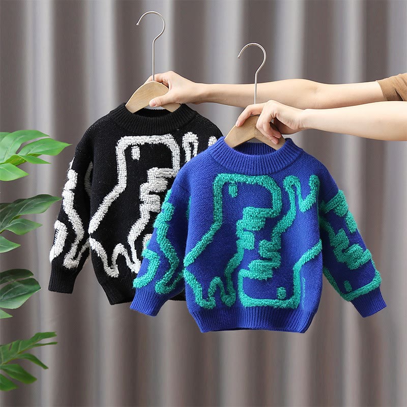 Toddler Boy Cartoon Dinosaur Knitted Lovely Sweater