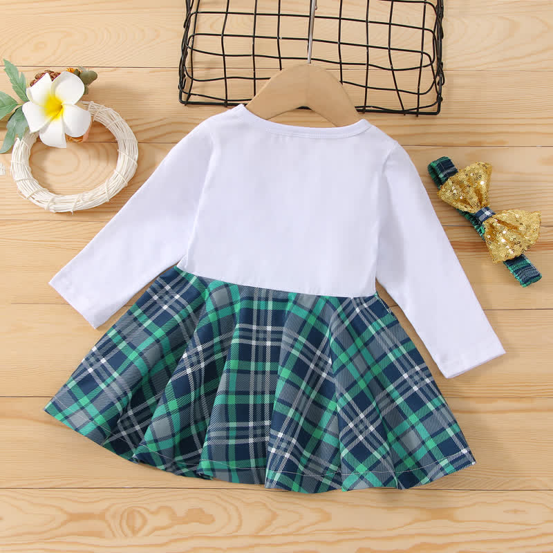 LUCKY Toddler Girl Clover Splice Plaid Dress