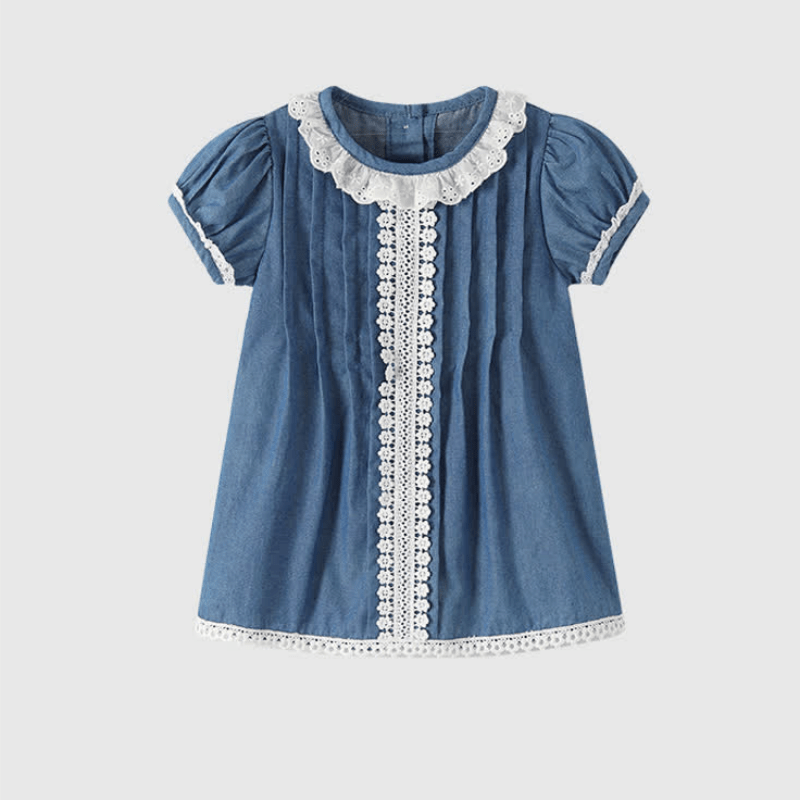 Baby Toddler Lace Collar Denim Dress