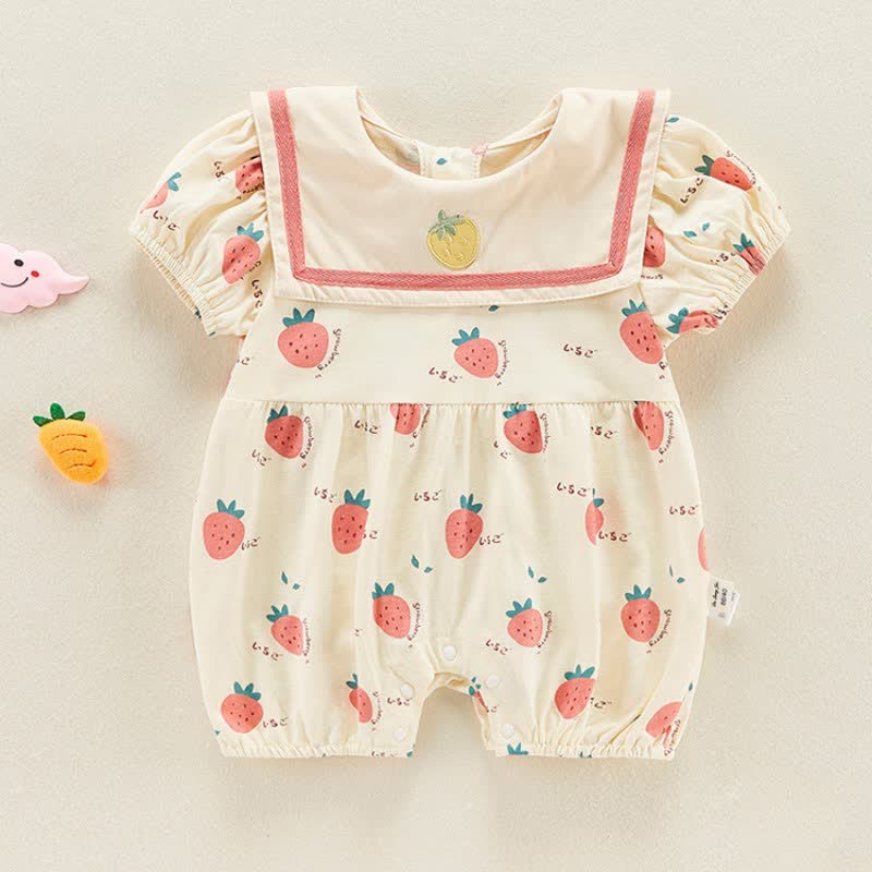 STRAWBERRY Baby Newborn Lapel Collar Romper