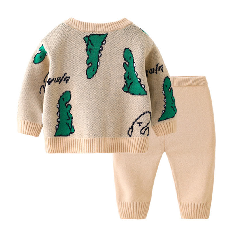 Baby Dino Knit Sweater and Pants Set