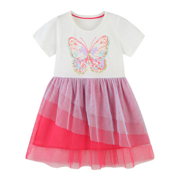 Toddler Girl Butterfly Mesh Splicing Dress