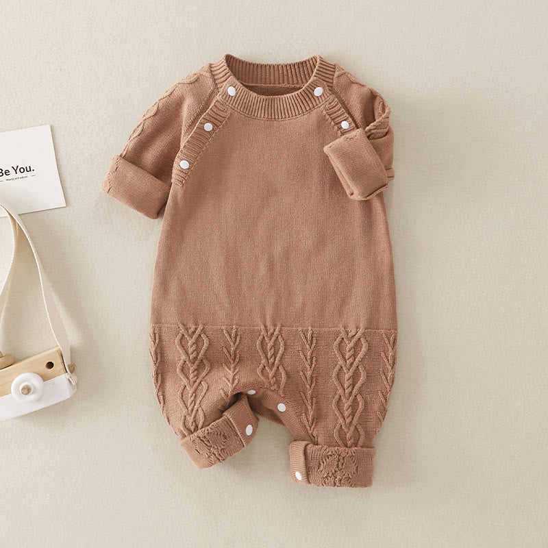 Baby Twist Solid Color Knitted Romper