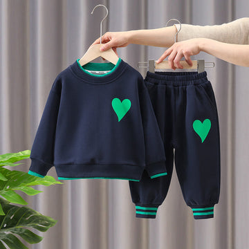 Toddler Boy Heart Casual Sweatsuit 2 Pieces Set