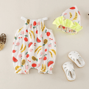 Baby Sweet Fruits Strap Romper with Hat