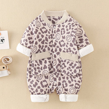 Baby Smiley Leopard Pocket Romper