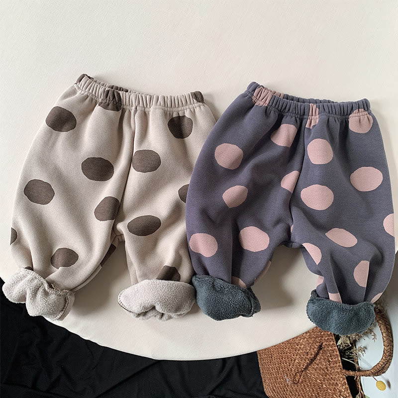 Toddler Girl Dots Fleece Lined Jogger Pants