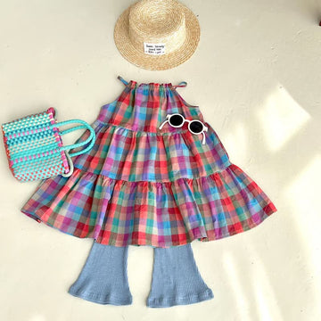 Toddler Girl Colorful Plaid Sling Dress