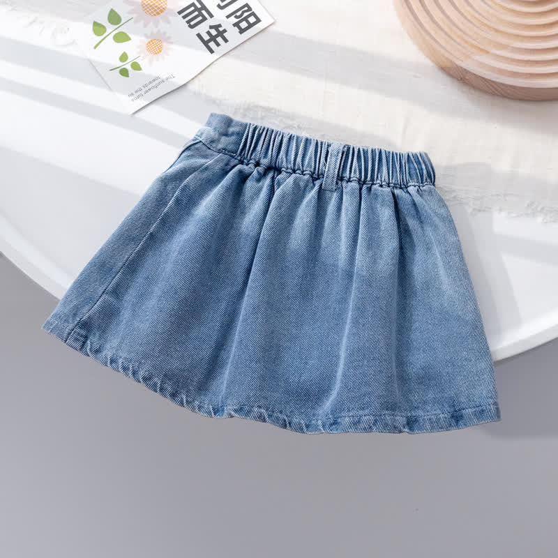 Toddler Girl Denim Pleated Skirt