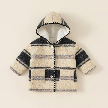 Toddler Girl Striped Pocket Hooded Coat