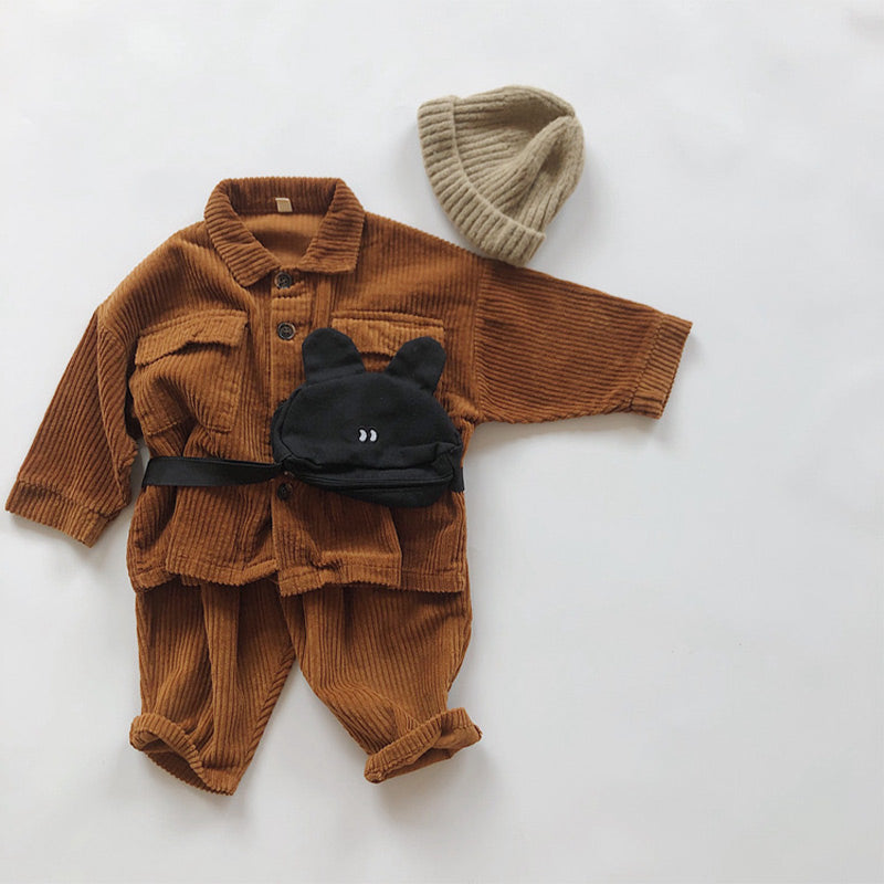 Baby Solid Color Button Corduroy Jacket