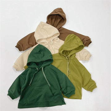 Toddler Casual Pocket Solid Color Hoodie