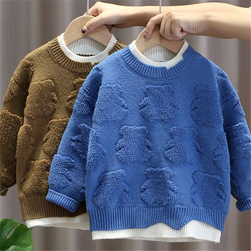 Toddler Boy Round Neck Bear Sweater