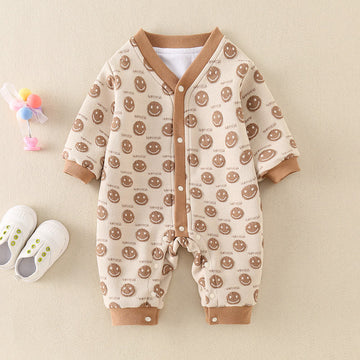 Baby Smile Button Slogan Romper