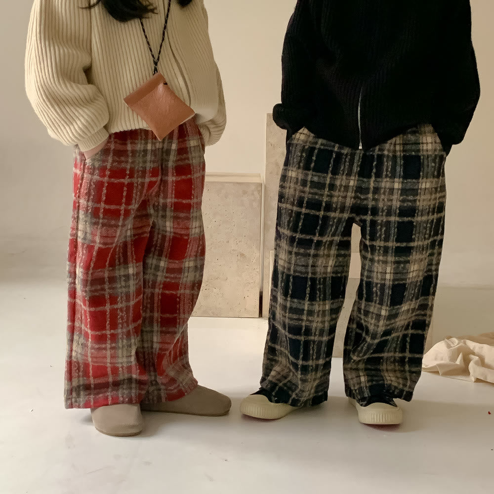 Toddler Casual Plaid Loose Pants