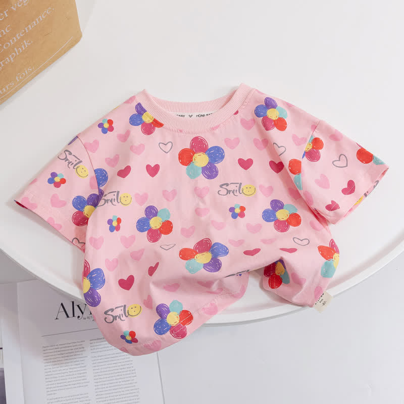 SMILE Baby Toddler Flower Heart Tee