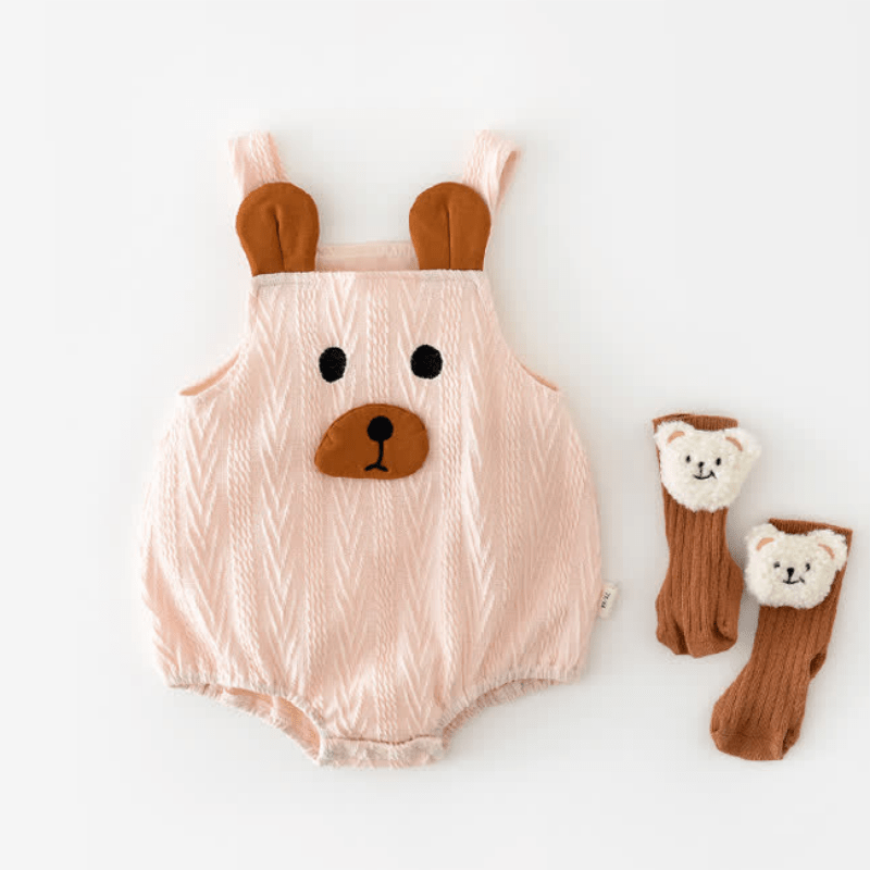 Baby Beige Bear Strap Bodysuit