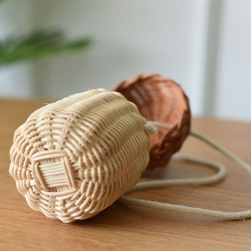 Pinecone Rattan Woven Shoulder Bag