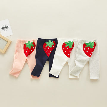 Baby Embroidered Strawberry Casual Pants