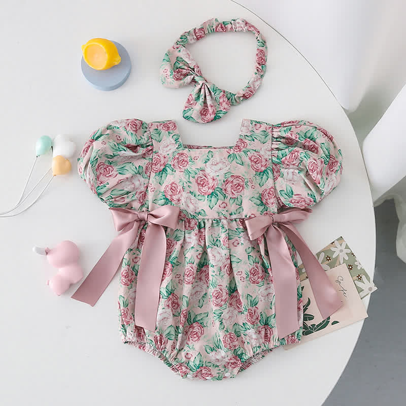 Baby Toddler Sister Match Flower Bodysuit Dress